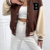 Brown and Cream Varsity Jacket