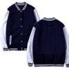 Dark Blue White Varsity Jacket