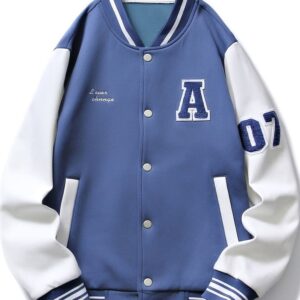 Sky Blue White Baseball Jacket