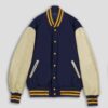Navy Blue and Cream Varsity Jacket