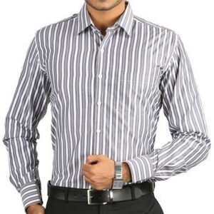Grey And White Stripe Shirt