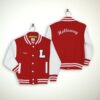red and white varsity jacket