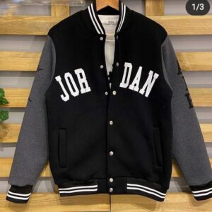 Black Dark Grey Varsity Jacket