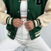 Cream Green Varsity Jacket