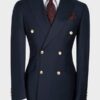 Navy blue double-breasted suit