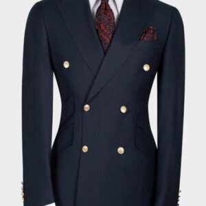Navy blue double-breasted suit