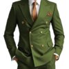 Green tailored suit for men
