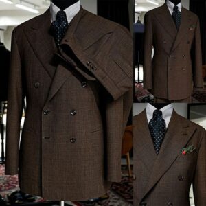 Brown double breasted suit